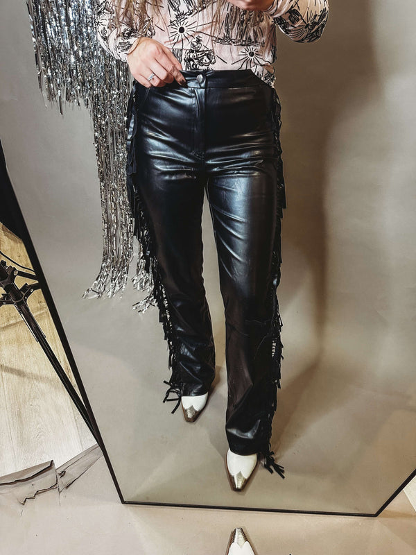 Leather Fringe Pants