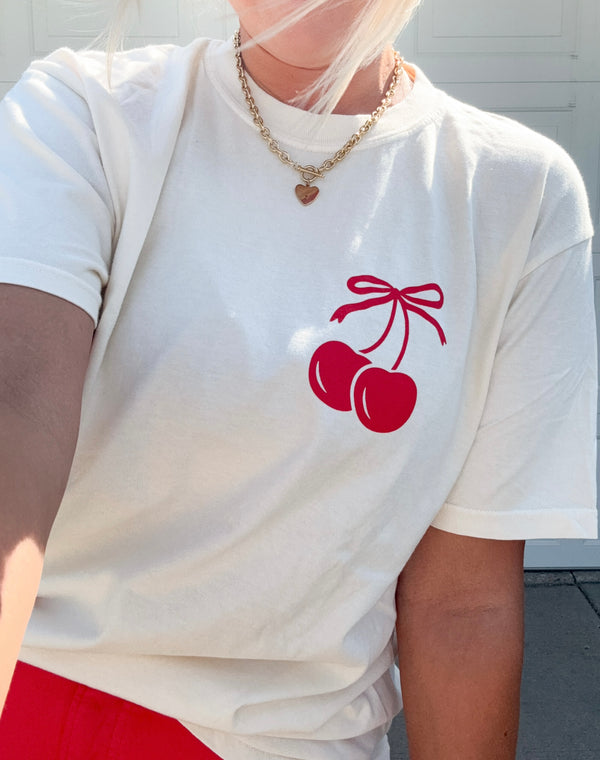 Cherry Bow Tie Graphic Tee