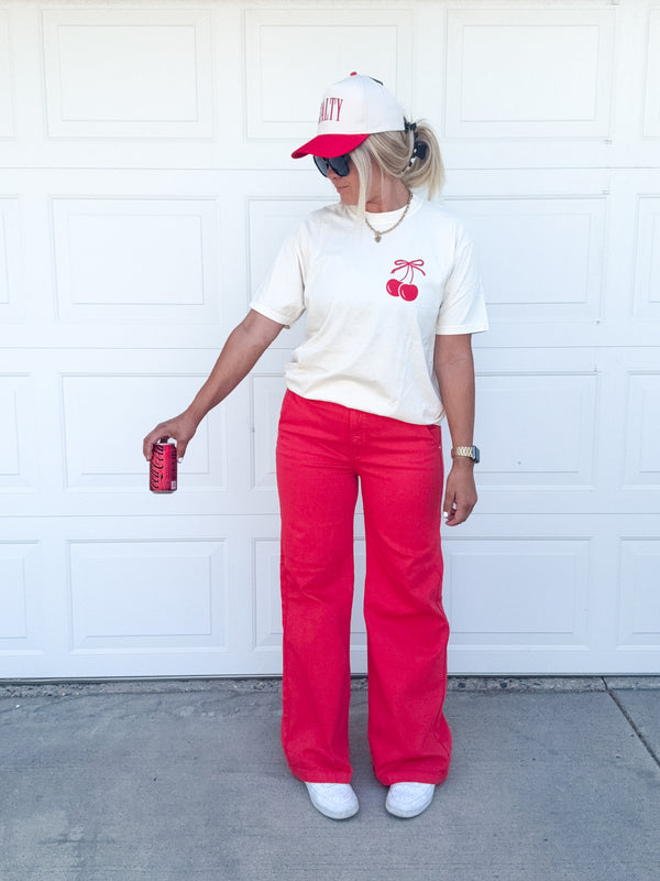 Cherry Bow Tie Graphic Tee