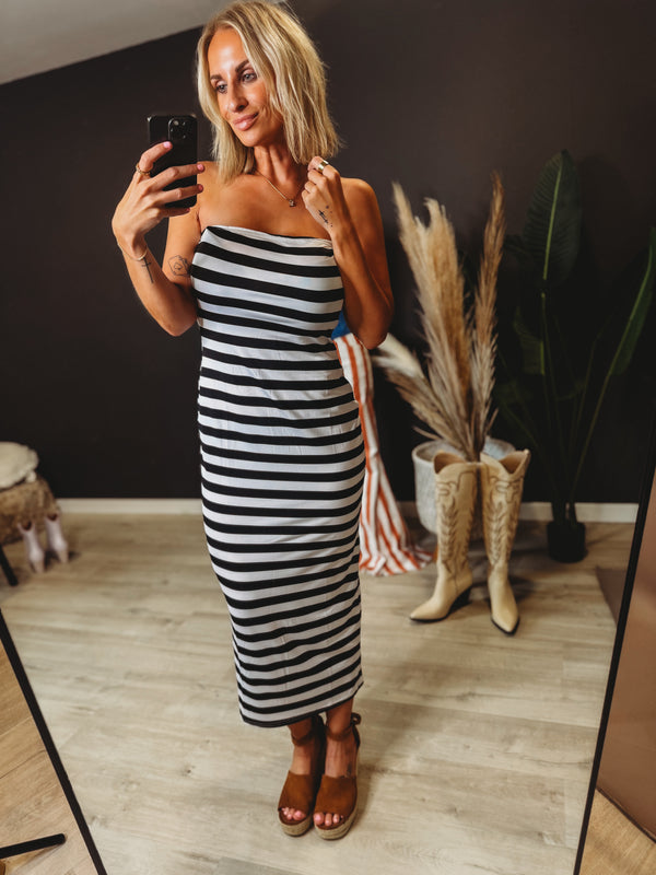 Adira Striped Slit Dress