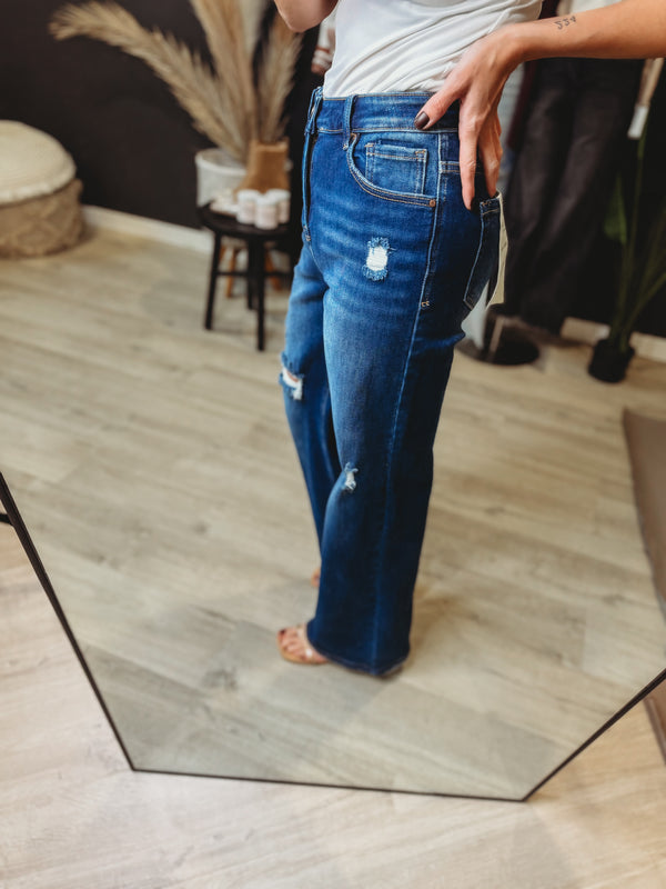 The Varley Dark Wash Wide Leg Denim