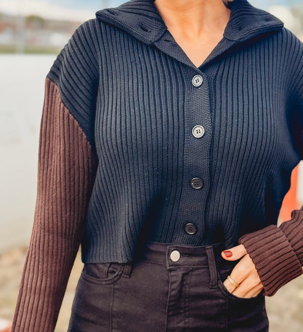 Lilly Contrast Sleeve Cardigan