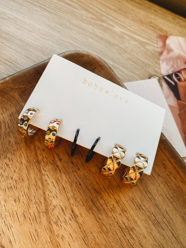 Chunky 3 Piece Earring Set