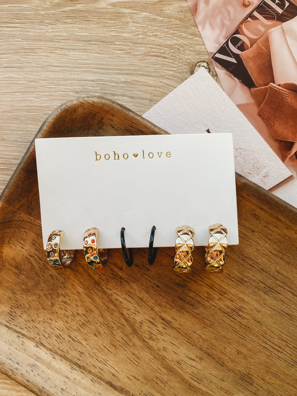 Chunky 3 Piece Earring Set