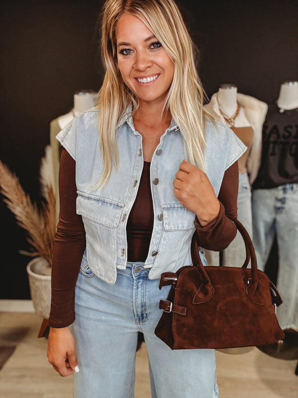 The Shanda Cap Sleeve Denim Top