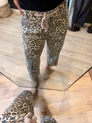 Gigi Braided Waist Belt Leopard Print Pants Size XL