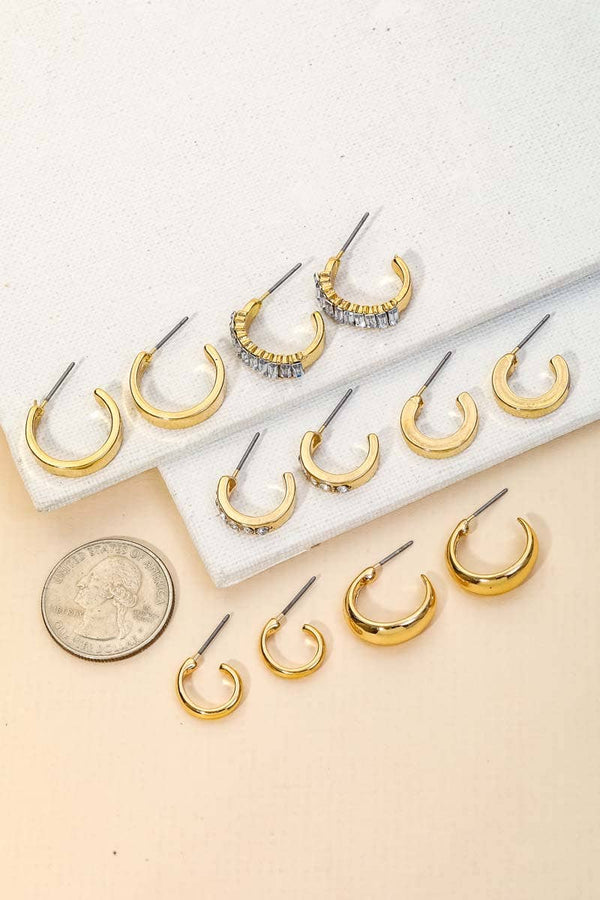 Mini Six Pair Hoop Earrings Set