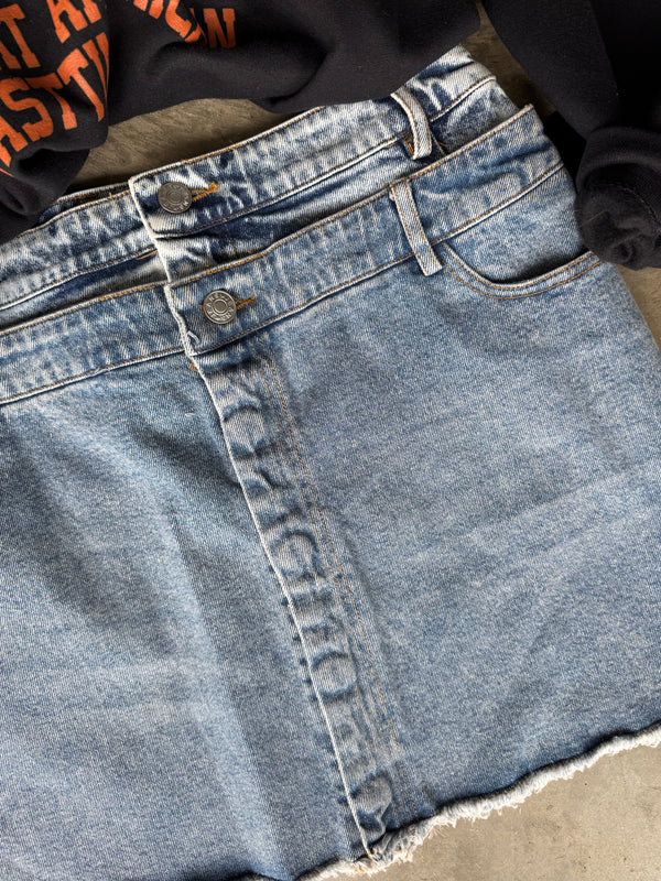 The Corina Double Waistband Denim Skirt