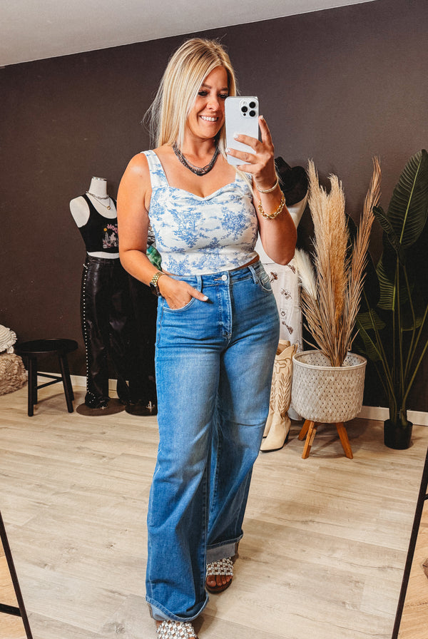 Blakely Floral Sweetheart Neck Tank Top