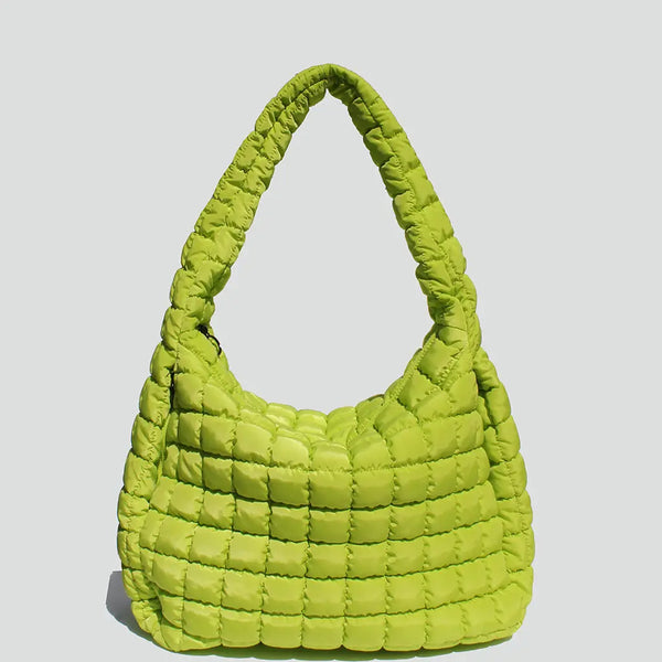 The Cleo Slouchy Quilted Tote [ Lime ]