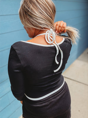 Adira Halter Long Sleeve Top
