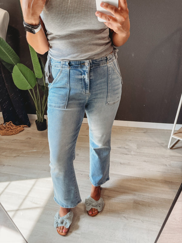 The Ankle Flare Patch Pocket Denim