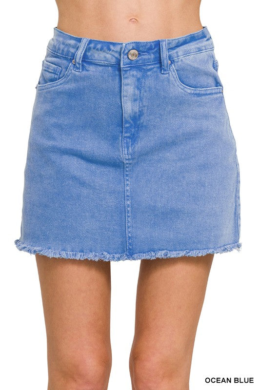 Daphne Frayed Hem Denim Skirt