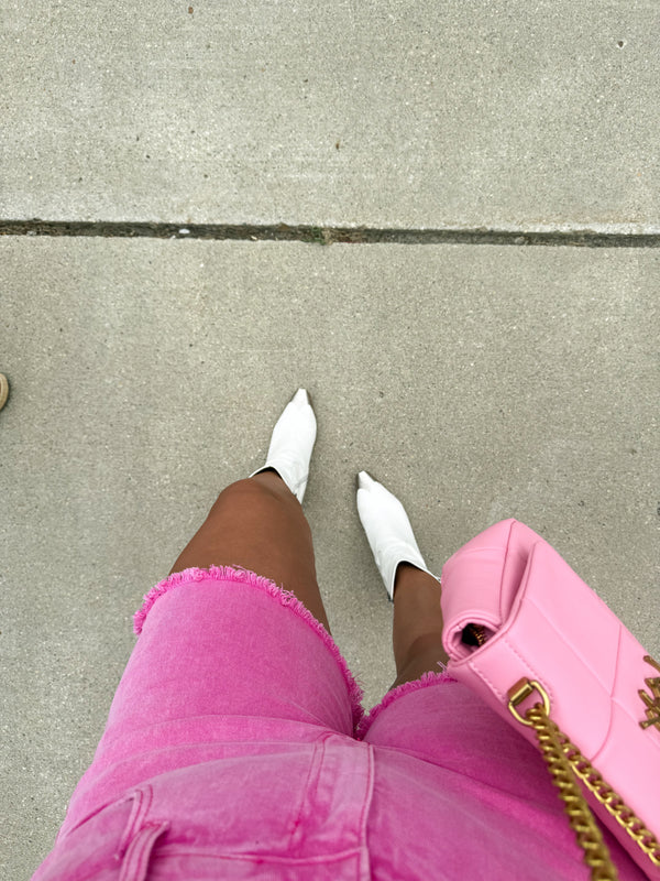Kalen Denim Shorts [ black or pink ]