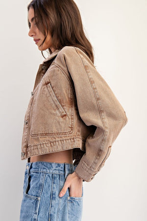 The Lumee Camel Denim Cropped Jacket