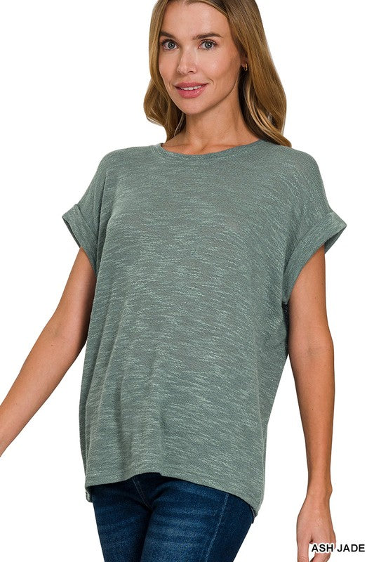 Hacci Slub Rolled Sleeve Top [ 3 Colors ]