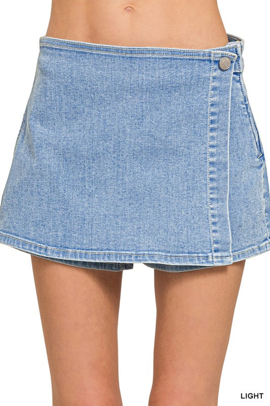 Audra Wrap Denim Skirt