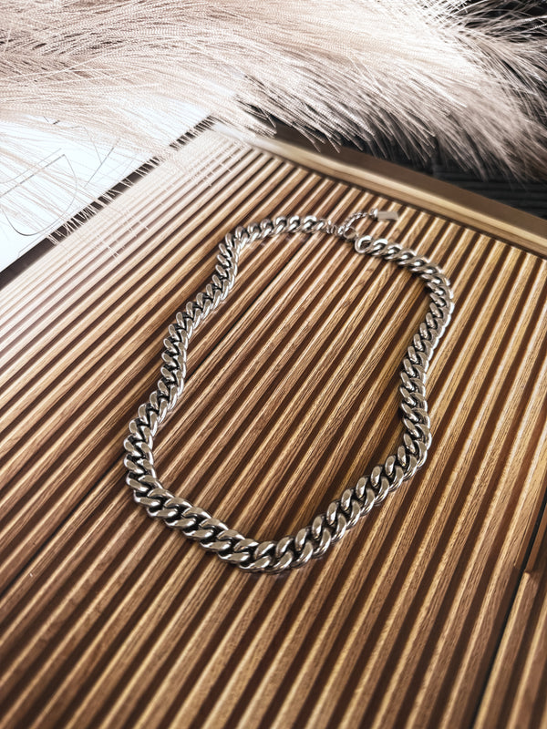 Silver Tight Knit Chain Necklace