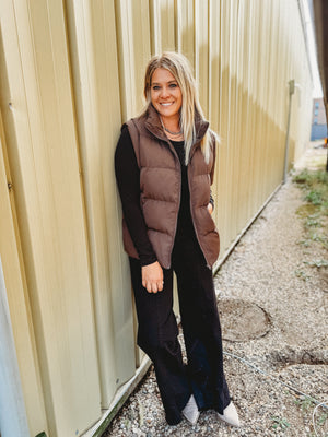 Funnel Neck Color Quilted Puffer Vest [ 2 colors ]