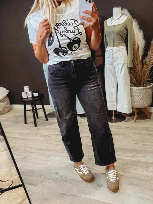 The Kate Black Barrel Jeans by Vervet