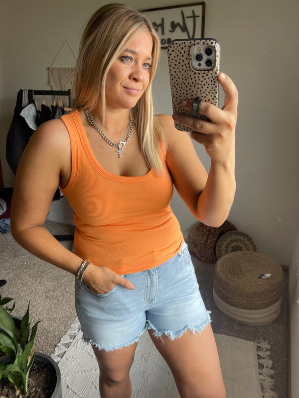 Orange Scoop Neck Tank