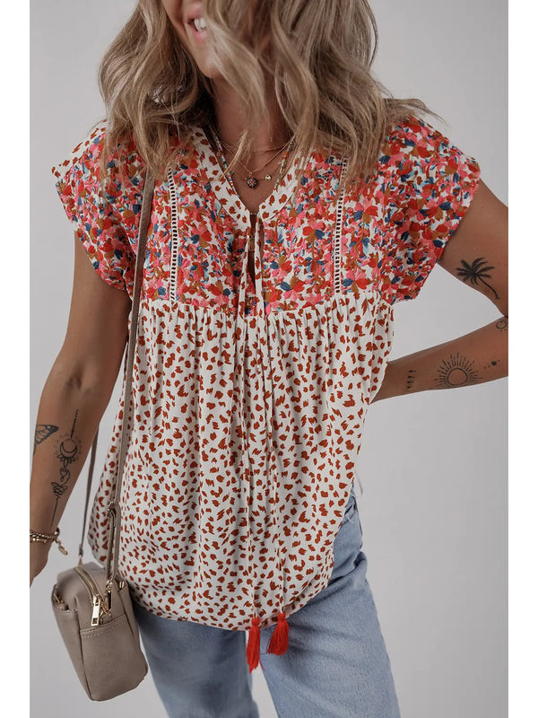 Aurora Embroidery Detail Tie Blouse