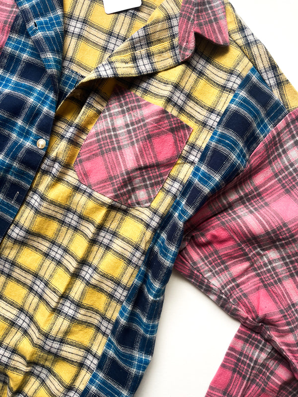 Makenna Patchwork Colorblock Flannel Button Up