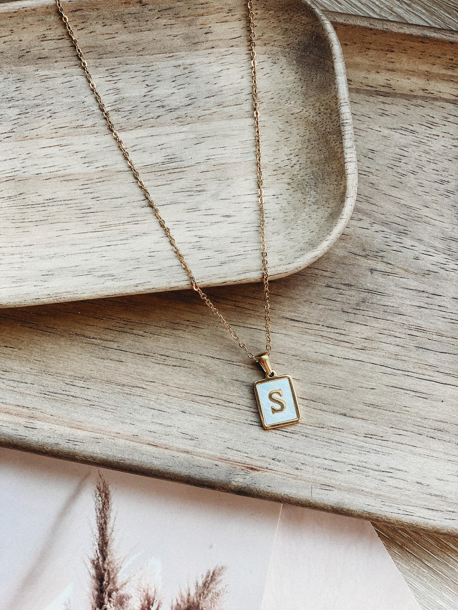 White Tag Initial Pendant Necklace