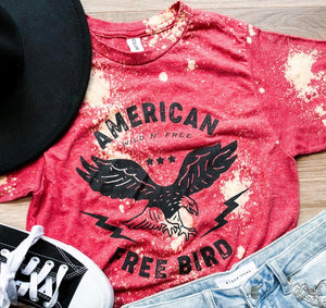 Red Bleached Free Bird Graphic Tee