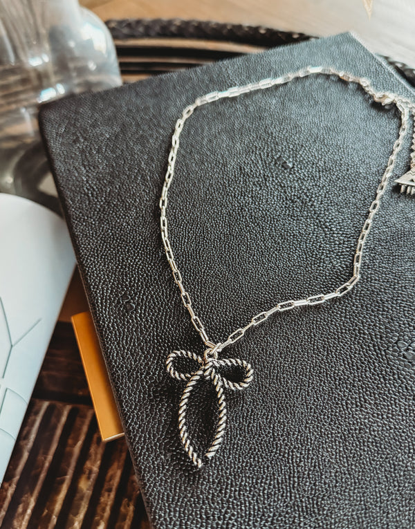 Candace Silver Bow Necklace