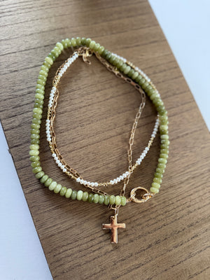 The Candy Stone Beaded Necklaces with Charm Clip [ 3 colors ]