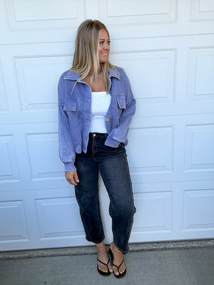 Acid Washed Cropped Shacket [ 2 colors ]