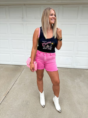 Kalen Denim Shorts [ black or pink ]