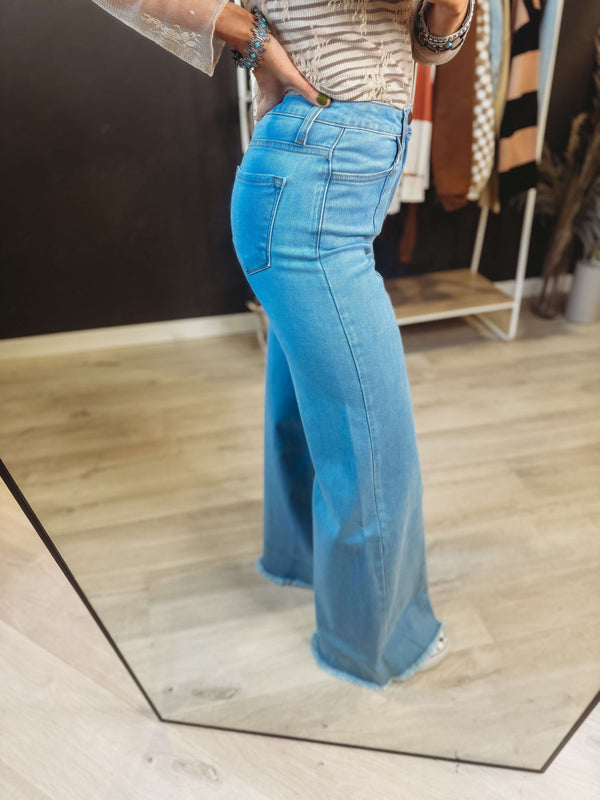 The Long Live Wide Leg Denim [ Light Wash ]