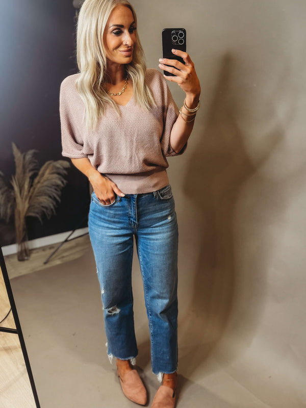 Melanie Pink Sweater Knit Top