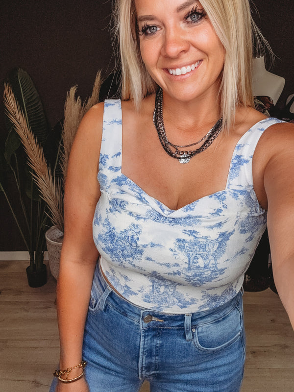 Blakely Floral Sweetheart Neck Tank Top