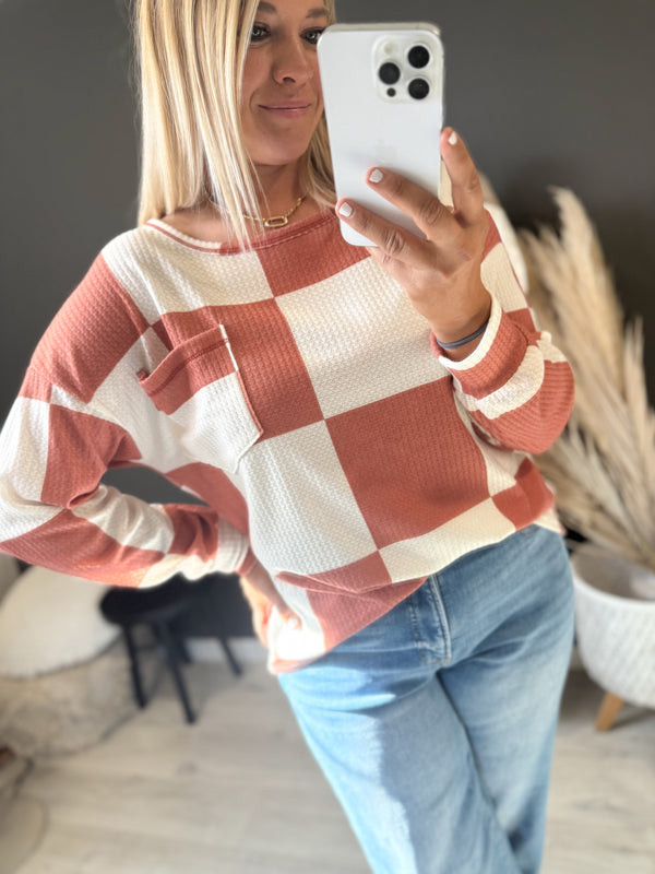 Bobbi Checkered Print Top