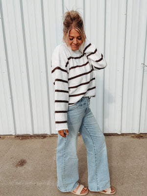Chocolate Striped Cozy Sweater