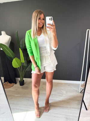 Two tone electric green blazer