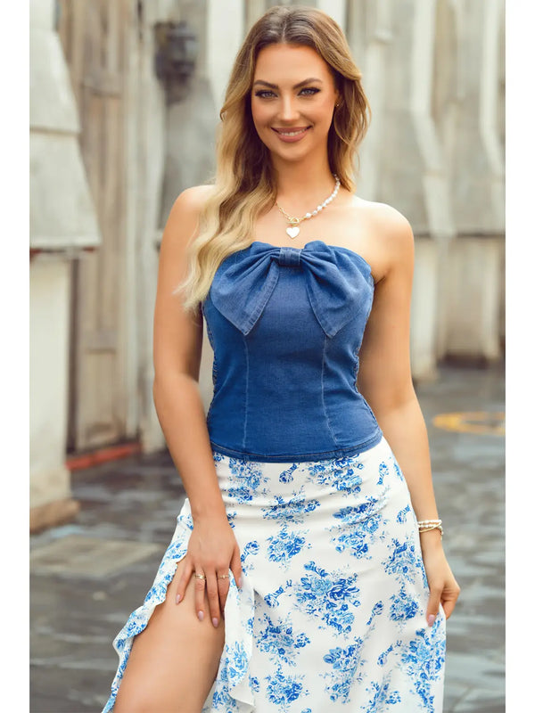 Vintage Bow Front Smocked Top