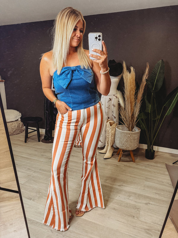 Ashton Striped Flare Denim
