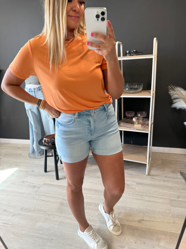 The Fable Cuffed Light Wash Short
