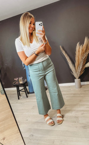 The Takeaway Teal Colored Wide Leg Pants