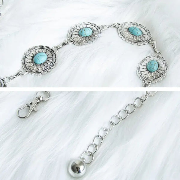 Vintage Turquoise Bohemian Metal Belt [ Small ]