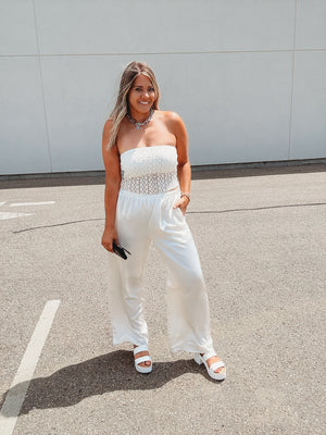 Chic White Satin Pants