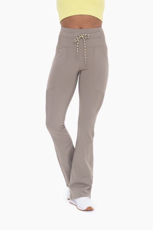 The Warm Grey Drawstring Flare Pants