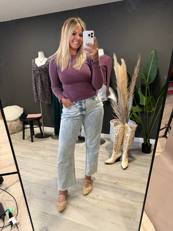 Plum Forgotten Waffle Knit Long Sleeve