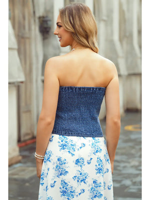 Vintage Bow Front Smocked Top