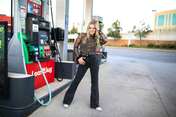 The Luxe Semi Flare Black Denim