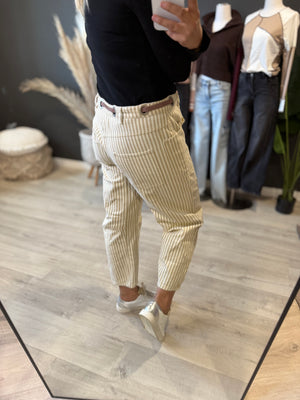 The Striped Twill Rope Tie Barrel Jeans [ 2 colors ]